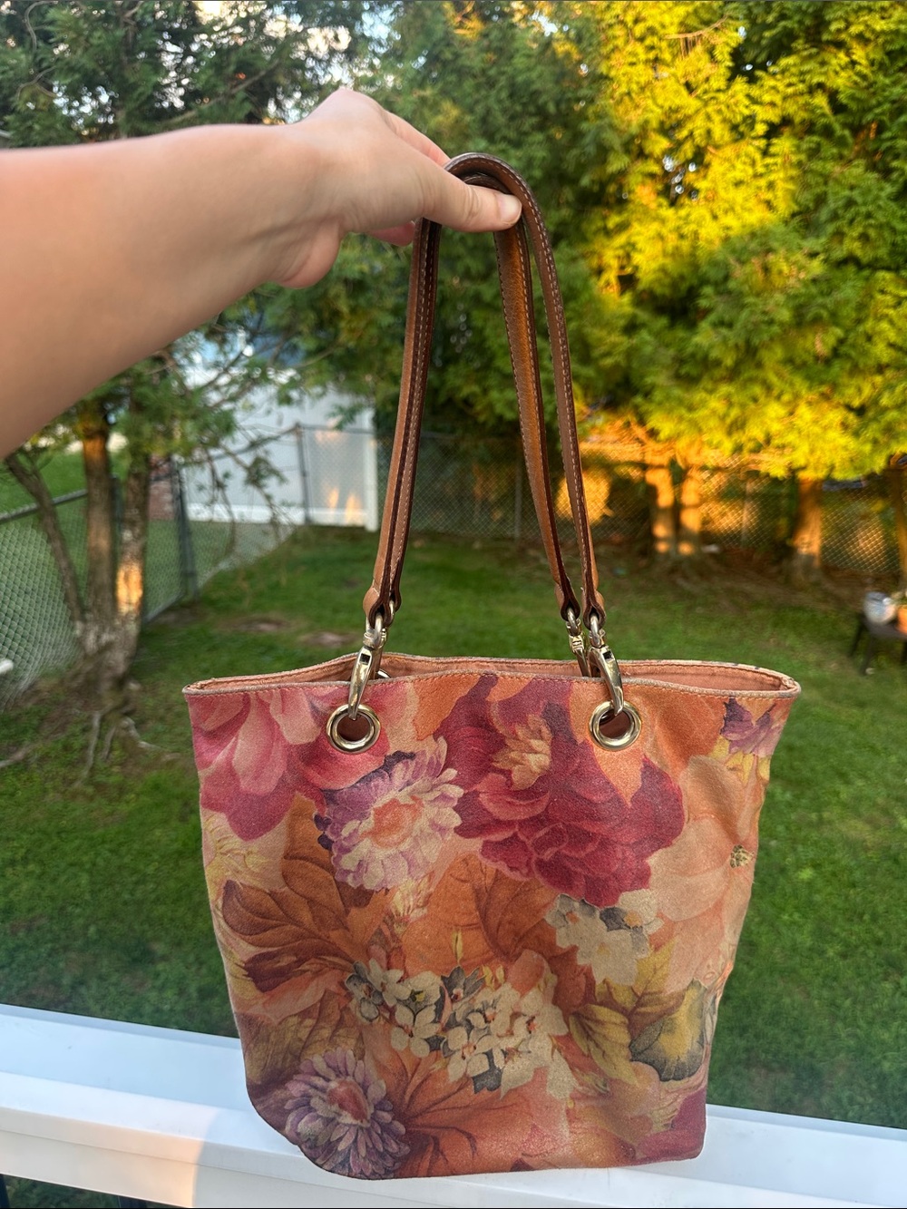 Maurizio Taiuti Leather Floral Tote Bag